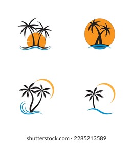 Palm tree summer logo template vector illustration