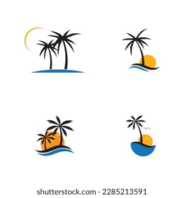 Palm tree summer logo template vector illustration