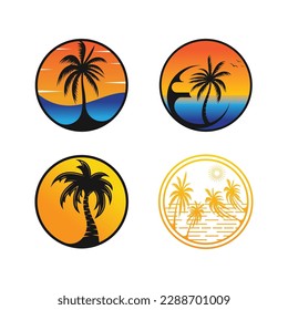 Palm tree summer logo template vector illustration