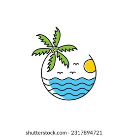 Palm tree summer logo template vector illustration