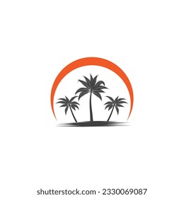 Palm tree summer logo template vector illustration holiday business element and symbol design 