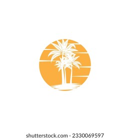 Palm tree summer logo template vector illustration holiday business element and symbol desig