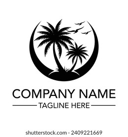 Palm tree summer logo template vector illustration