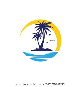Palm tree summer logo template vector illustration