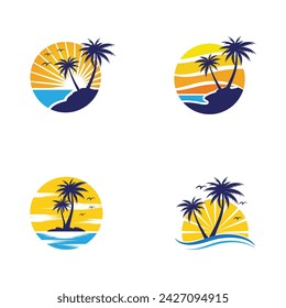 Palm tree summer logo template vector illustration