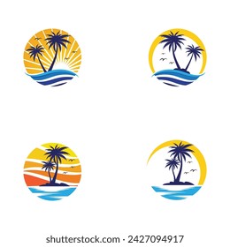 Palm tree summer logo template vector illustration