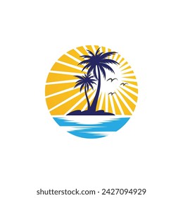 Palm tree summer logo template vector illustration