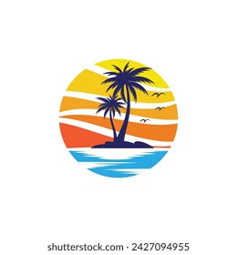 Palm tree summer logo template vector illustration