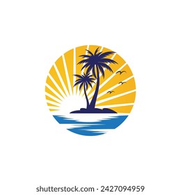 Palm tree summer logo template vector illustration
