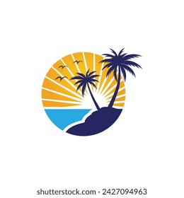 Palm tree summer logo template vector illustration