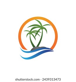 Palm tree summer logo template vector illustration