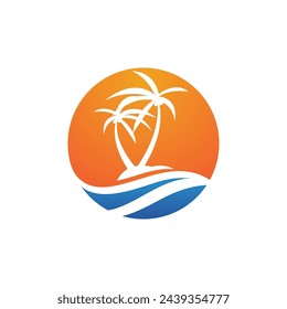Palm tree summer logo template vector illustration