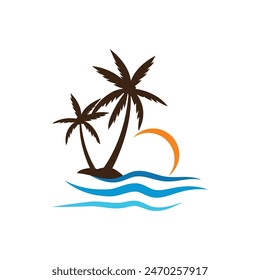 Palm tree summer logo template vector illustration