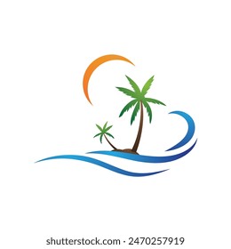 Palm tree summer logo template vector illustration