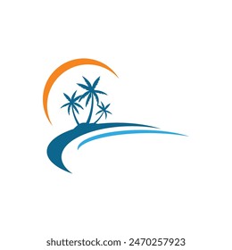 Palm tree summer logo template vector illustration