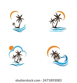 Palm tree summer logo template vector illustration