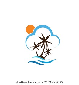 Palm tree summer logo template vector illustration