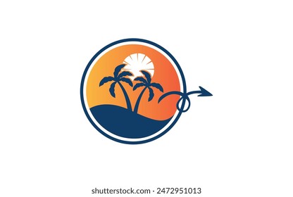 Palm tree summer logo template Free Vector