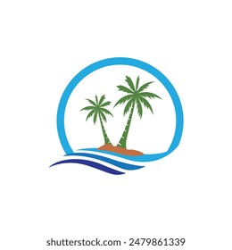 Palm tree summer logo template vector illustration