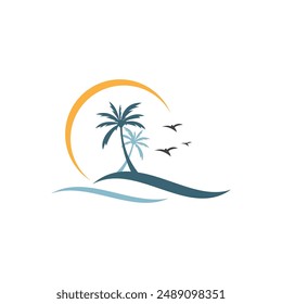 Palm tree summer logo template vector illustration