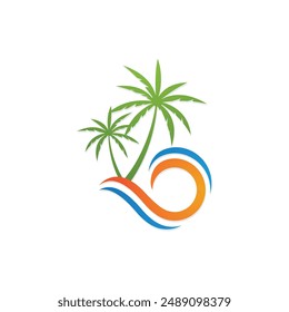 Palm tree summer logo template vector illustration