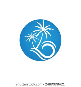 Palm tree summer logo template vector illustration