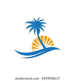 Palm tree summer logo template vector illustration