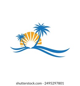 Palm tree summer logo template vector illustration