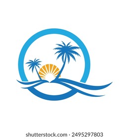 Palm tree summer logo template vector illustration