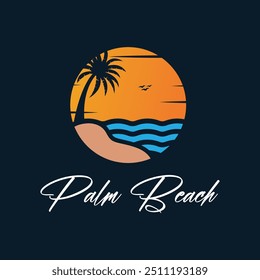 Palm tree summer logo template vector illustration