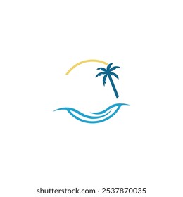 Palm tree summer logo template logo design

