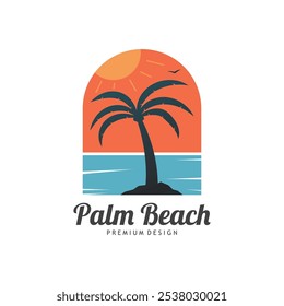 Palm tree summer logo template vector illustration