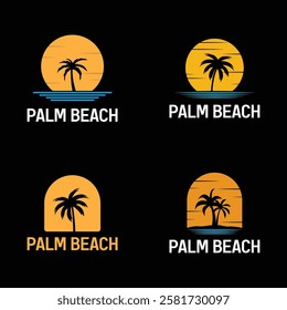 Palm tree summer logo template vector illustration