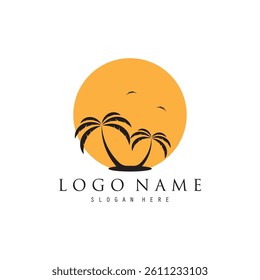 Palm tree summer logo template vector illustration