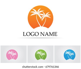 Palm tree summer logo template vector illustration
