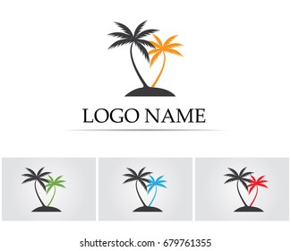 Palm tree summer logo template vector illustration
