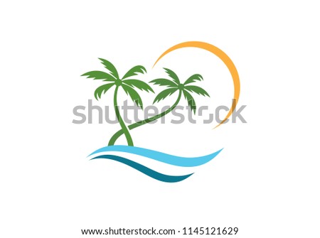 Palm tree summer logo template vector illustration