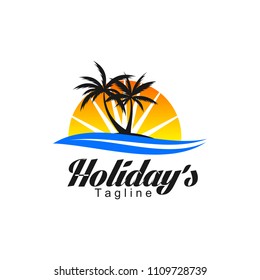 palm tree summer logo vector