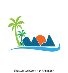 palm tree summer logo vector design