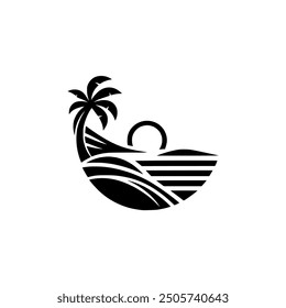 palm tree summer logo vector illustration template design