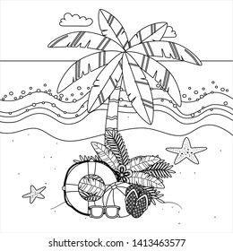Palm tree of summer season design vector illustration
