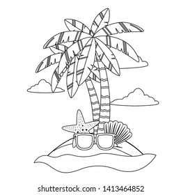 Palm tree of summer season design vector illustration