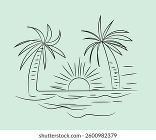 Palm tree summer sunset beach vacation