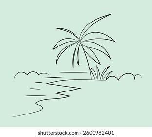 Palm tree summer sunset beach vacation