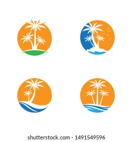 Palm tree summer symbol vector icon