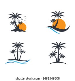 Palm tree summer symbol vector icon