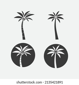 Ilustración vectorial del logotipo de diseño tropical y de verano de palmeras