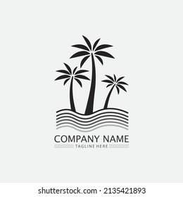 Palm tree summer and tropical design logo template vector illustration