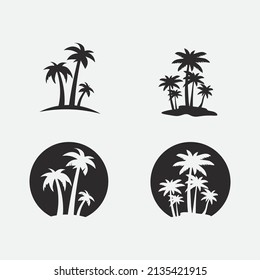 Palm tree summer and tropical design logo template vector illustration