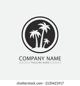 Palm tree summer and tropical design logo template vector illustration